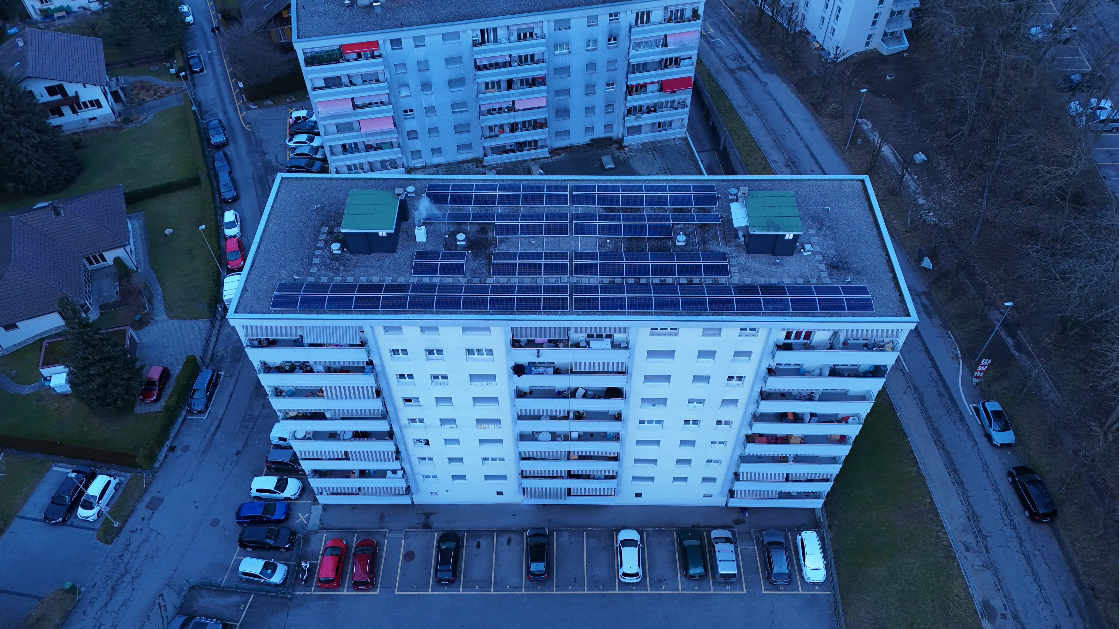 Drone aerial photograph of a building in Switzerland